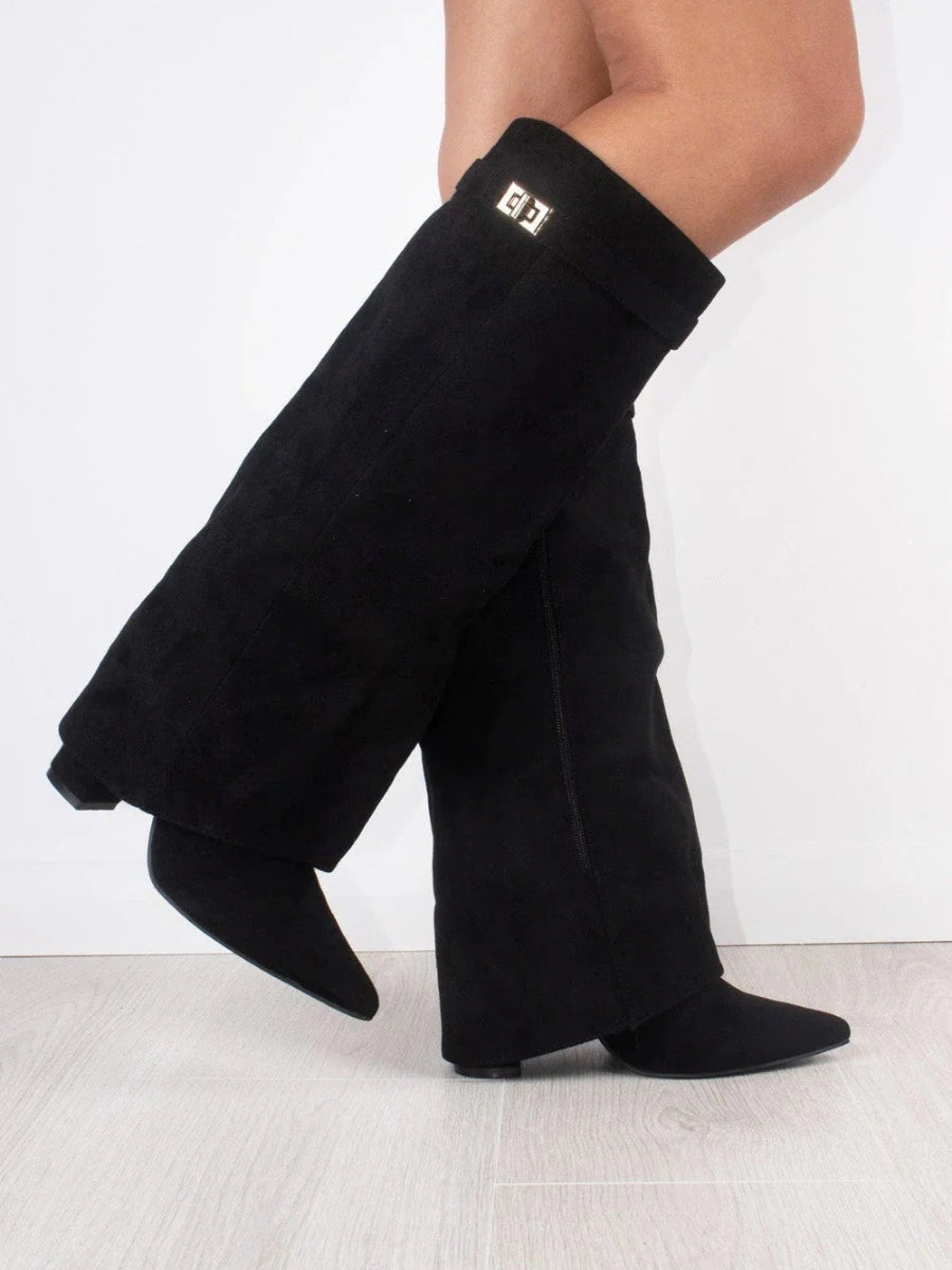 Jessica | Damen Winter Slouchy Zip-Up Kniehohe Stiefel