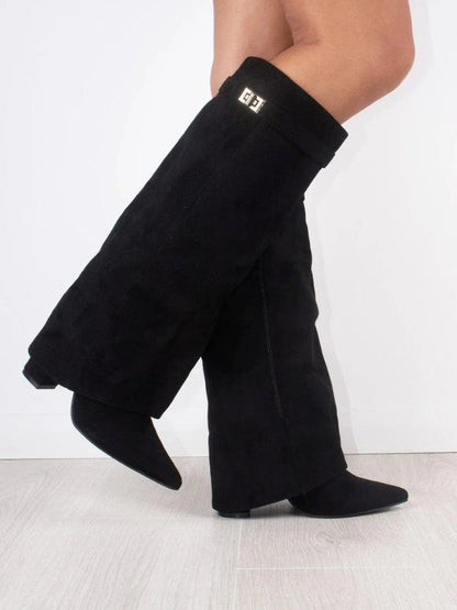 Jessica | Damen Winter Slouchy Zip-Up Kniehohe Stiefel