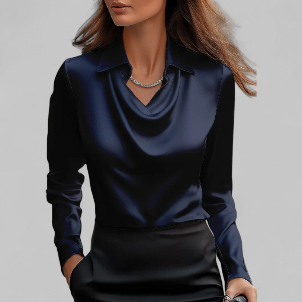 Tamara | Women Long Sleeve Draped Collar Shirt Classic Style