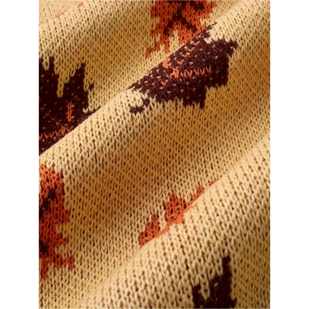 Susanne | Damen Winter Pullover mit Blätter-Muster