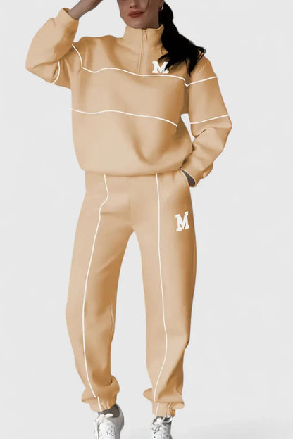 Karin | Damen Trainingsanzug mit Halbem Reißverschluss und Kontrastbesatz