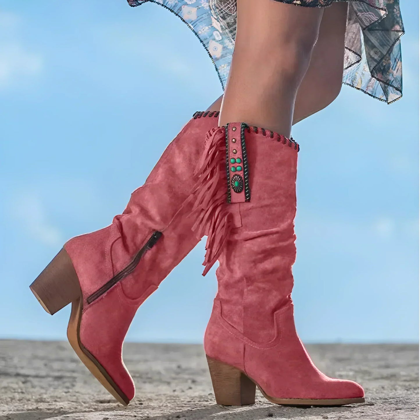 Greta | Damen Cowboy-Stiefel im Boho-Stil mit mittlerem Schaft