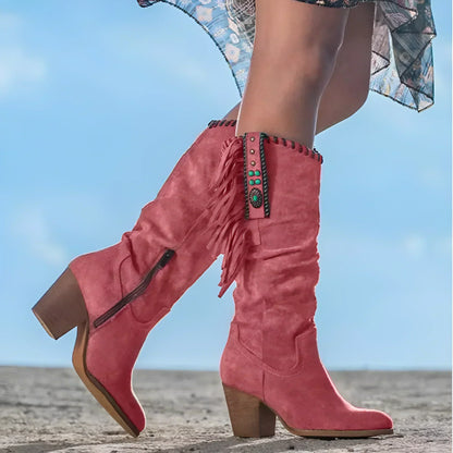 Greta | Damen Cowboy-Stiefel im Boho-Stil mit mittlerem Schaft