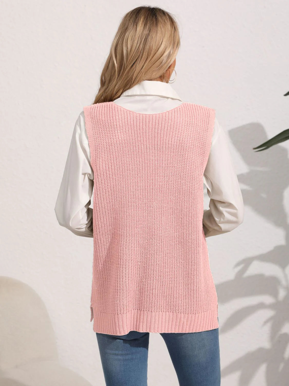 Kathrin | Damen Winter Strickweste mit Taschen