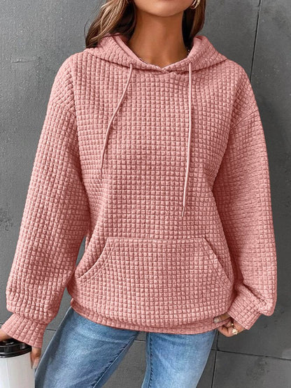 Andrea | Damen Winter Waffelstrick Hoodie Pullover