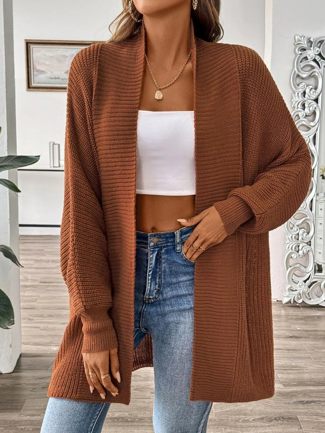 Lara | Damen Winter Strickcardigan mit Offener Front