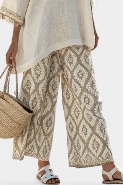 Sarah | Damen Boho-Zweiteiler mit Weiten Hosenbeinen