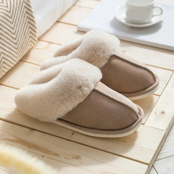 Elke | Damen Gemütliche Winter Hausschuhe aus Kunstpelz