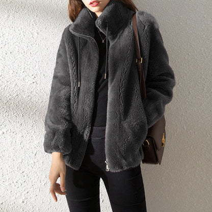 Sabina | Damen Gemütliche Winterjacke aus Kunstfell