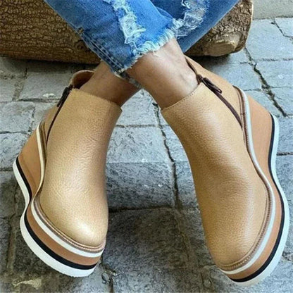 Britta | Damen Winter Wedge Lederstiefel