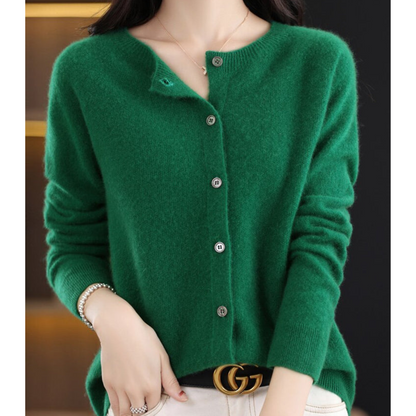 Marion | Damen Winter Wollstrickjacke mit Knöpfen