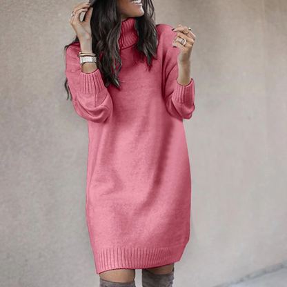 Lydia | Damen Winter Rollkragen Strickkleid