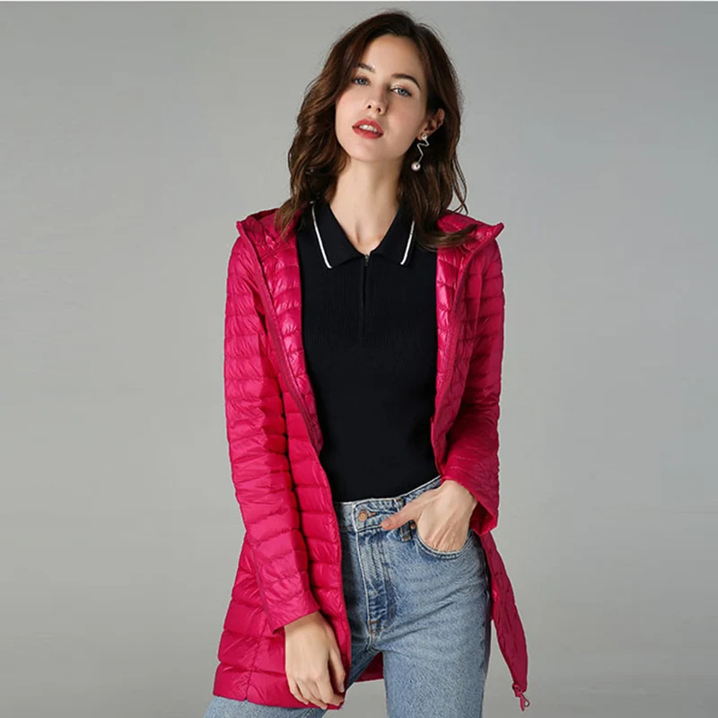 Helga | Damen Lange Steppjacke mit Kapuze