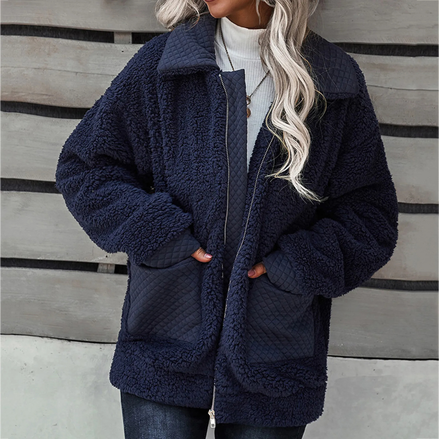 Edith | Damen Lässige Fleecejacke mit Reißverschluss