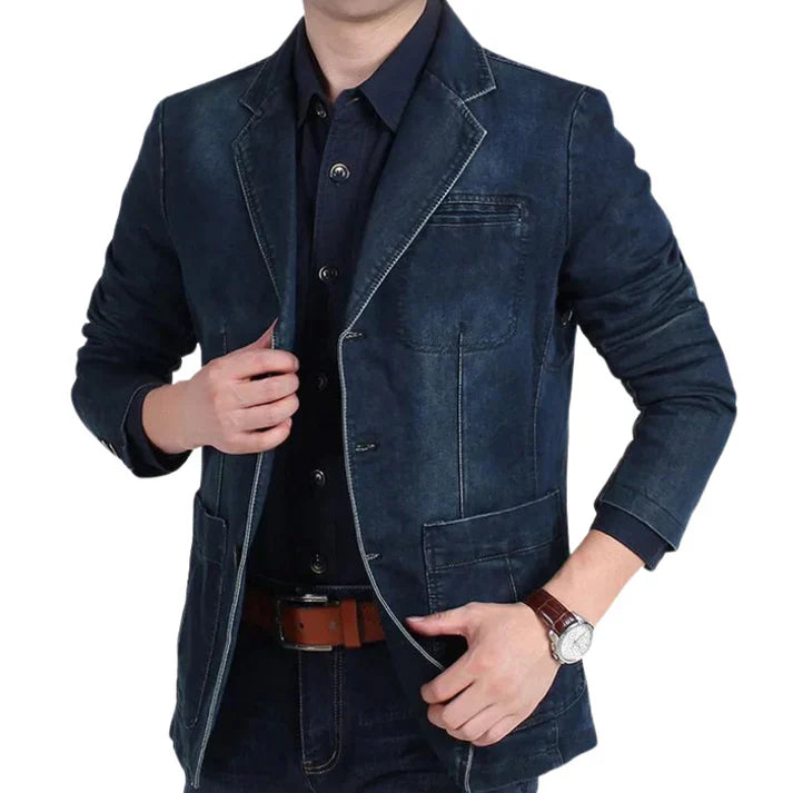 Florian | Herren Lässiger Drei-Knopf-Denim-Blazer