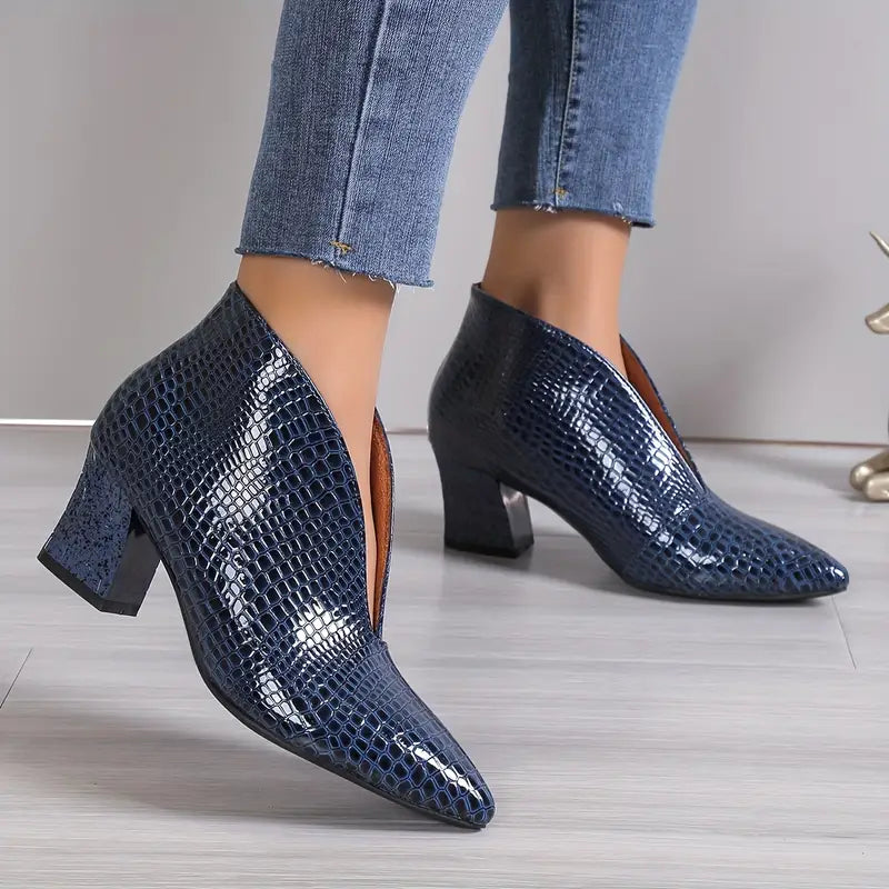 Franziska | Damen Winter Schlangenleder High Heel Stiefel