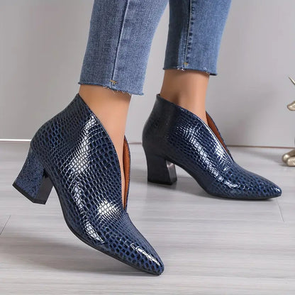 Franziska | Damen Winter Schlangenleder High Heel Stiefel