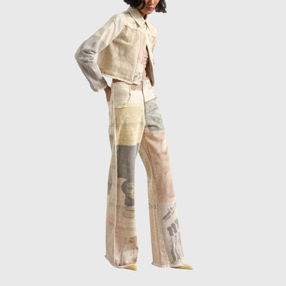 Rita | Damen Vintage-Jeans mit Hoher Taille und Print