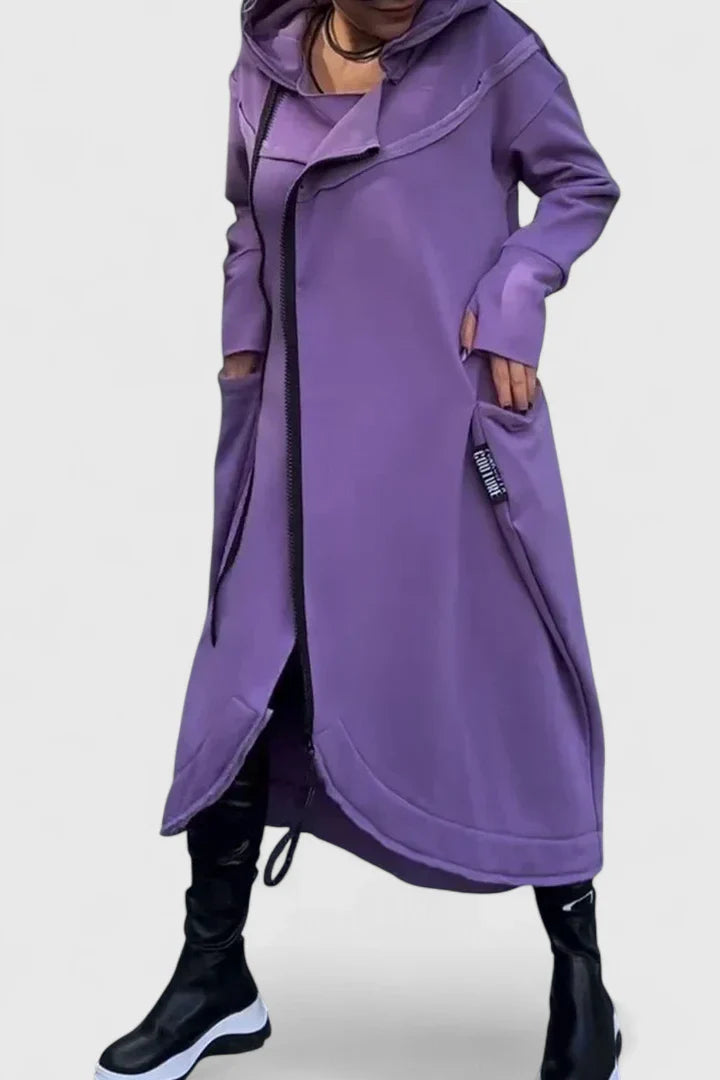 Barbara | Lässiges Langärmeliges Hoodie-Kleid mit Reißverschluss