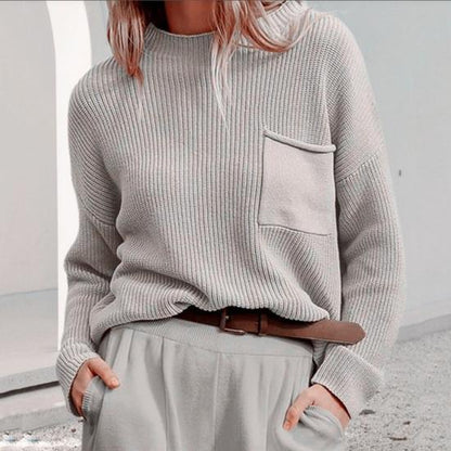 Alina | Damen Gerippter Pullover mit Taschen-Detail