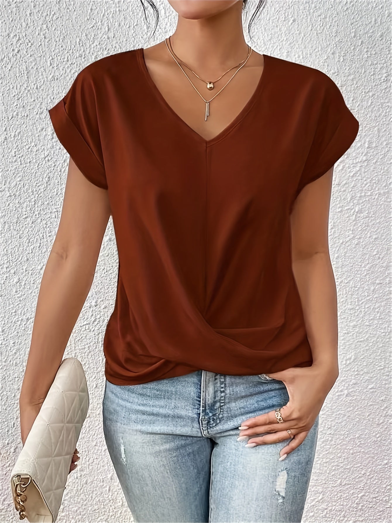 Ursula | Damen Sommerbluse mit Loose-Fit und V-Ausschnitt