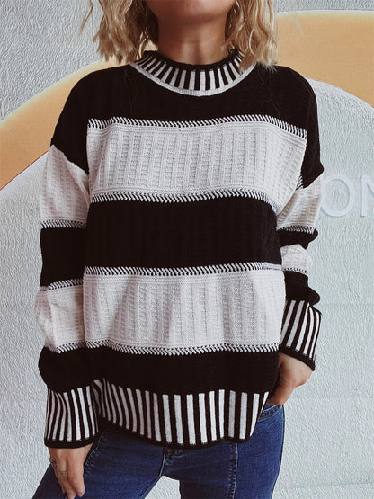 Kirsten | Damen Winter Gestreifter Strickpullover
