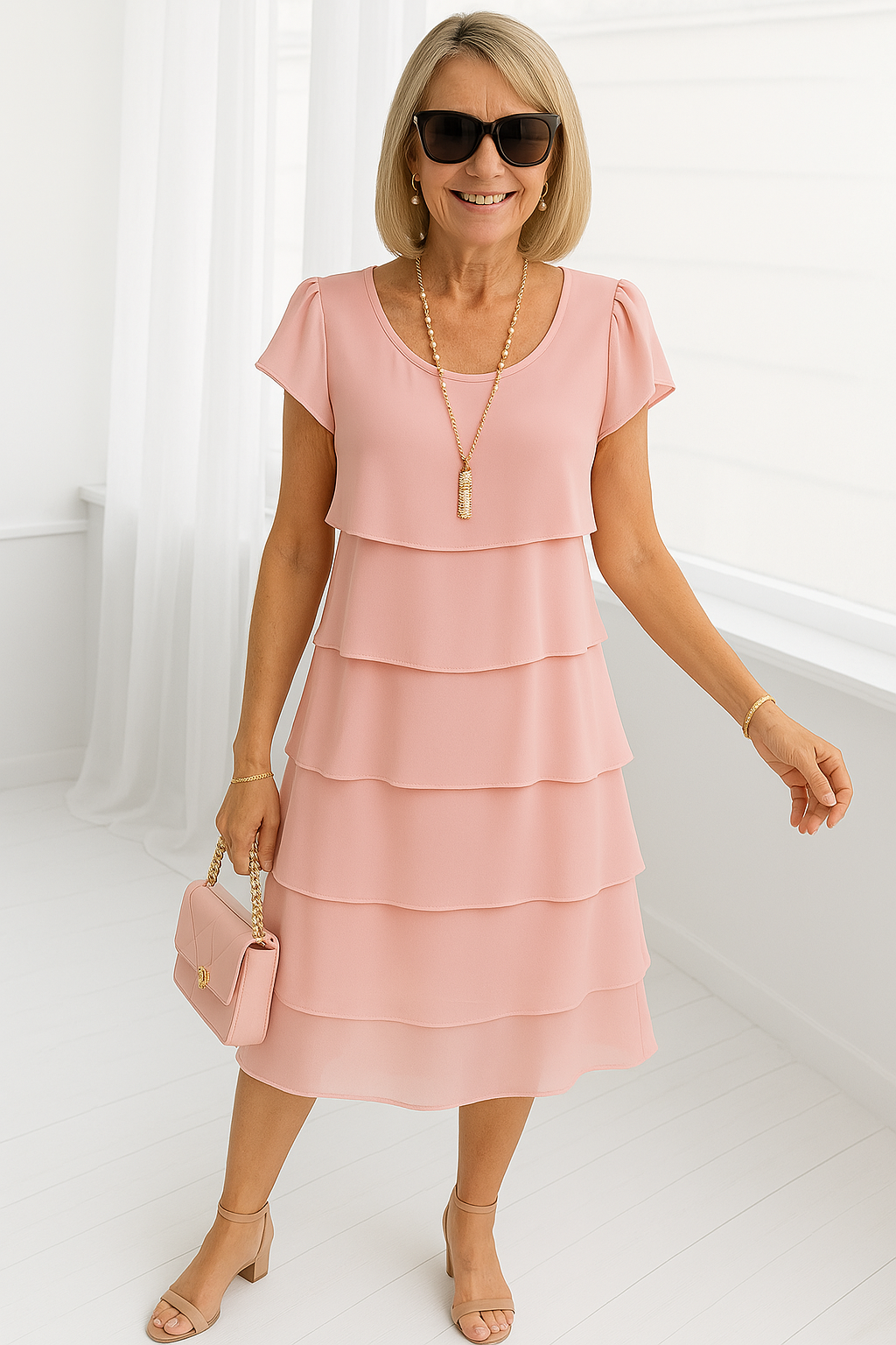 Carolin | Damen Lässiges Partykleid mit Lagen und Rüschen