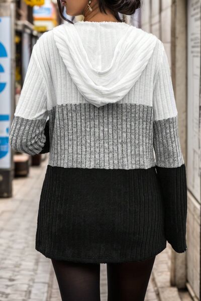 Karin | Damen Stilvolle Winter Color-Block Hoodie