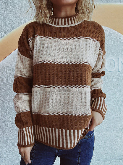Kirsten | Damen Winter Gestreifter Strickpullover