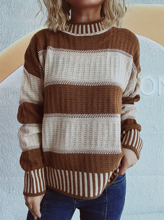 Kirsten | Damen Winter Gestreifter Strickpullover