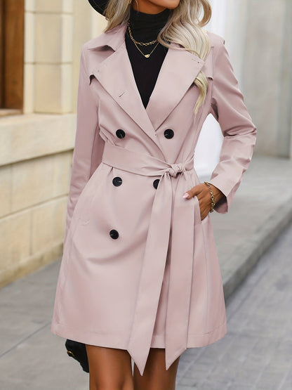 Andrea | Damen Doppelreihiger Trenchcoat mit Gürtel