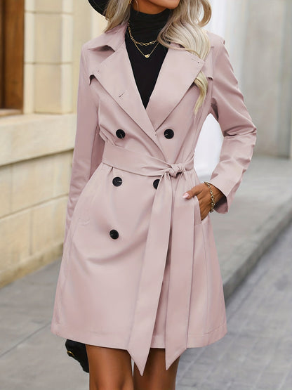 Andrea | Damen Doppelreihiger Trenchcoat mit Gürtel