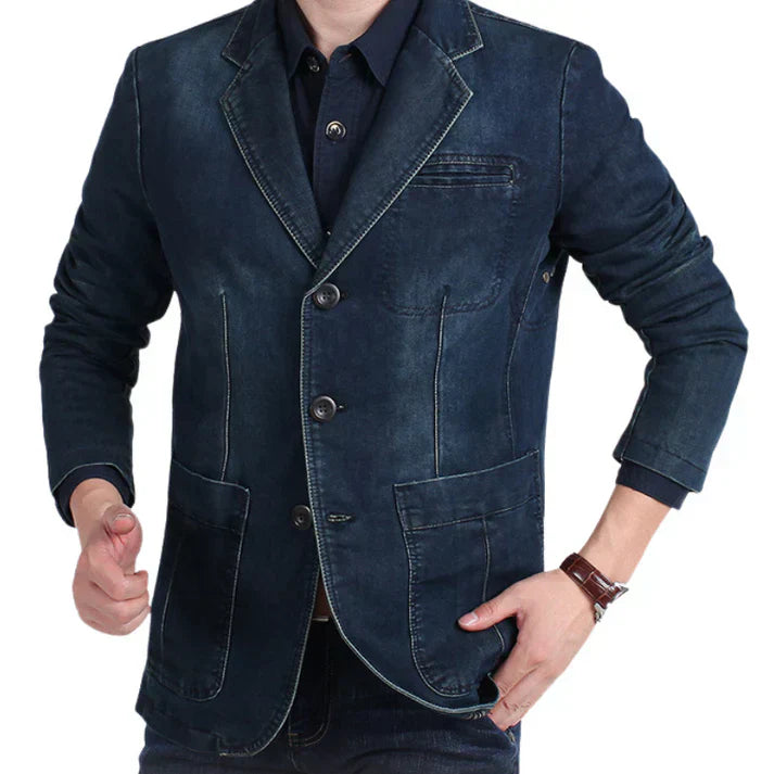 Florian | Herren Lässiger Drei-Knopf-Denim-Blazer