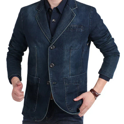 Florian | Herren Lässiger Drei-Knopf-Denim-Blazer