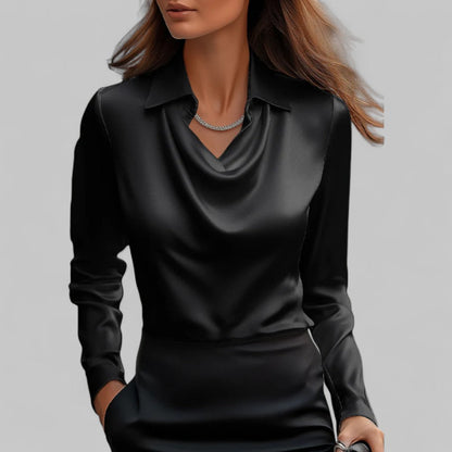 Tamara | Women Long Sleeve Draped Collar Shirt Classic Style