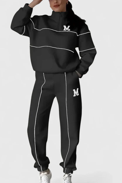 Karin | Damen Trainingsanzug mit Halbem Reißverschluss und Kontrastbesatz