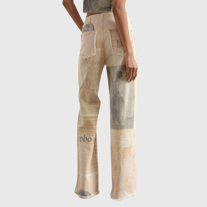 Rita | Damen Vintage-Jeans mit Hoher Taille und Print