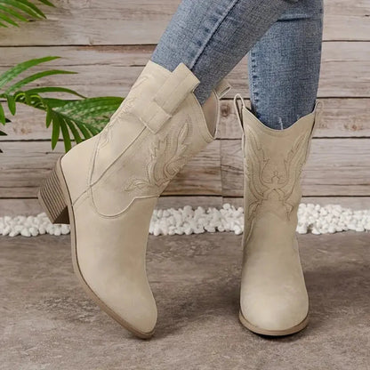 Elisa | Damen Winter Western Stiefel mit Stickerei