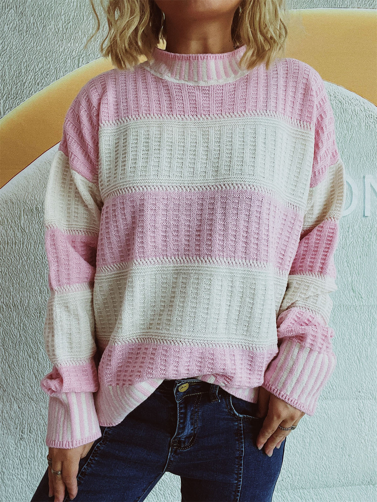 Kirsten | Damen Winter Gestreifter Strickpullover