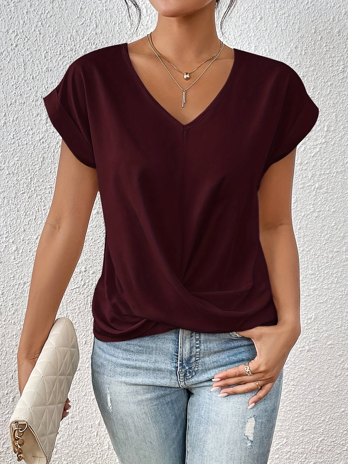 Ursula | Damen Sommerbluse mit Loose-Fit und V-Ausschnitt