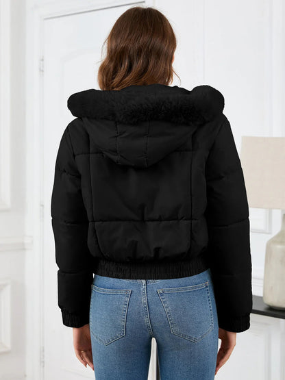 Doris | Damen Winter Cropped Jacke mit Kapuze