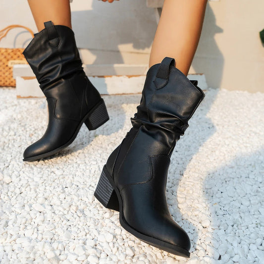 Maja | Damen Winter Slouchy Stiefel mit Absatz