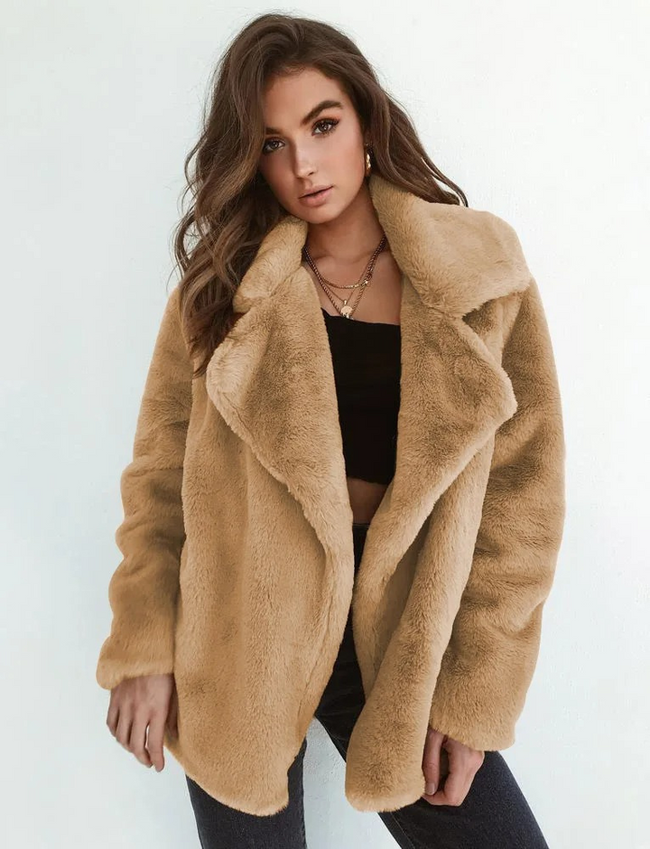 Sarah | Damen Wintermantel aus Kunstpelz