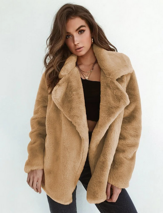 Sarah | Damen Wintermantel aus Kunstpelz