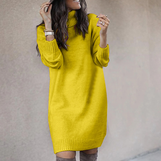 Lydia | Damen Winter Rollkragen Strickkleid