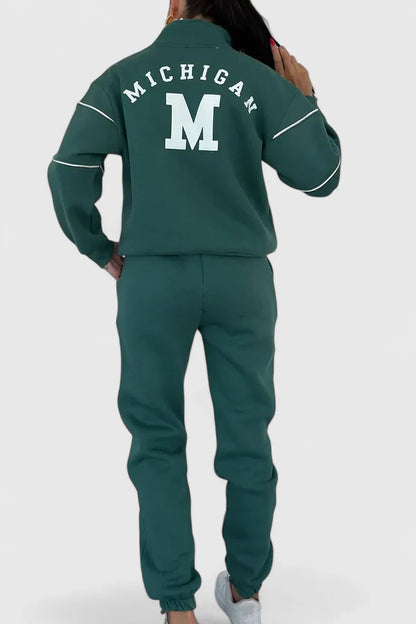 Karin | Damen Trainingsanzug mit Halbem Reißverschluss und Kontrastbesatz