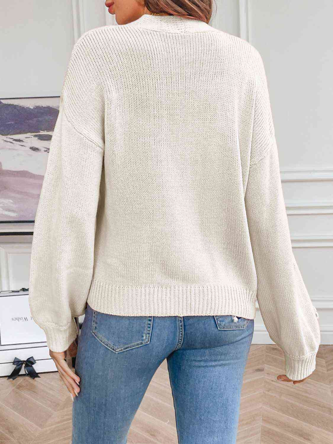 Melanie | Damen Winter Blumen Offener Cardigan