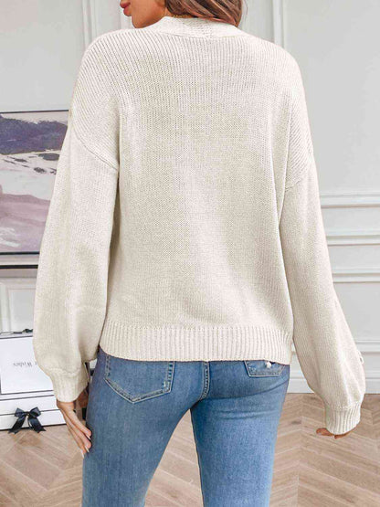 Melanie | Damen Winter Blumen Offener Cardigan