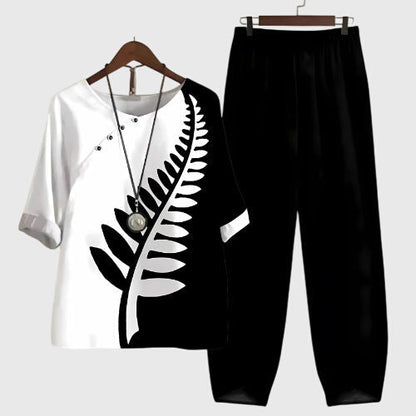 Julia | Damen Locker Geschnittenes Outfit-Set mit Schmetterlingsmotiv