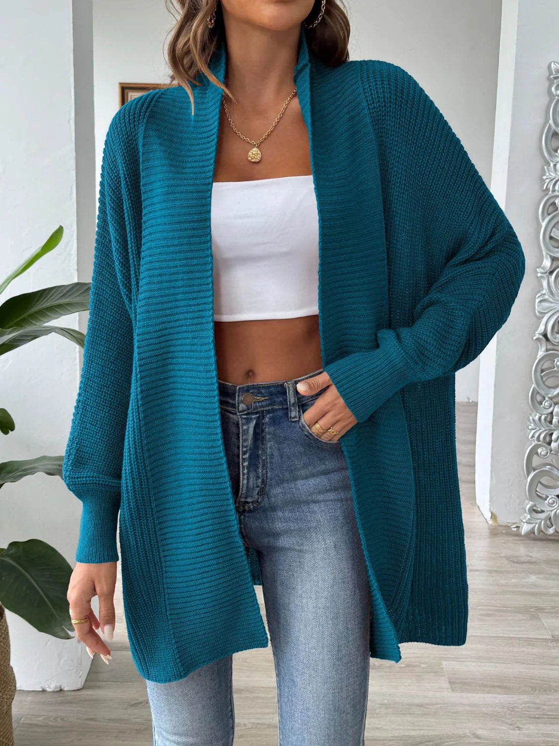 Lara | Damen Winter Strickcardigan mit Offener Front